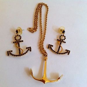 Vintage Nautical Ocean Sea Anchor Necklace & Earrings (Bundle 3 for $25!)